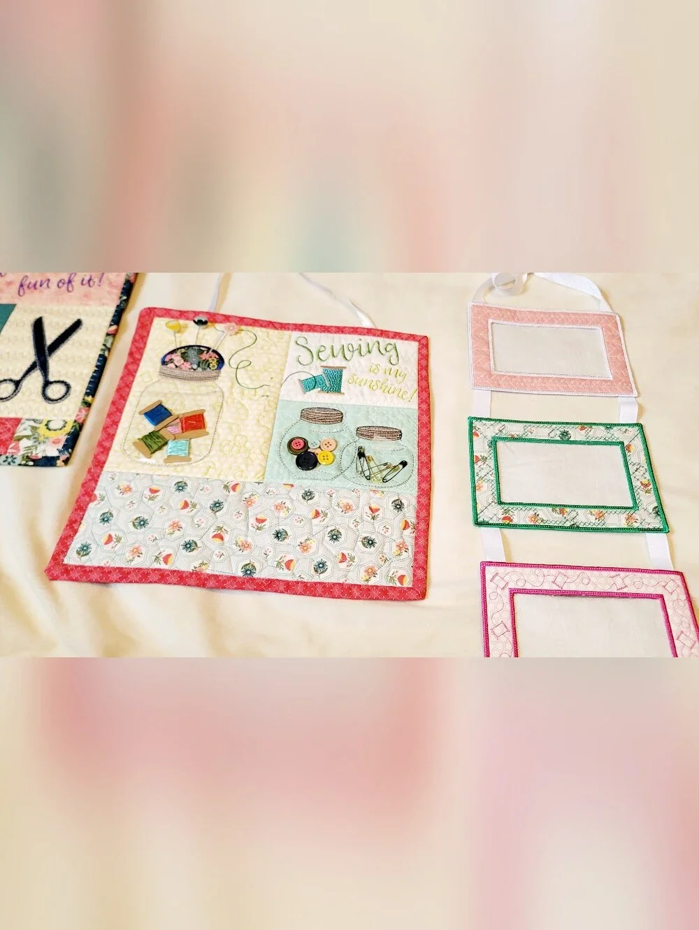 Candy Cane Lane Bench Kimberbell Pillow Cover Machine Appliqued Fairy Lights